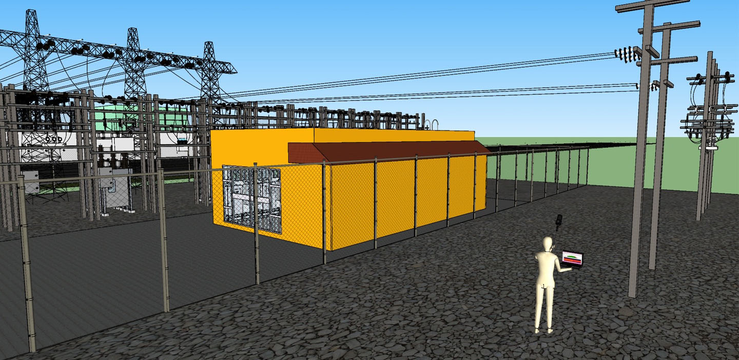 Vit Tall 3D depiction of powerline noise detection and analysis at an electrical substation